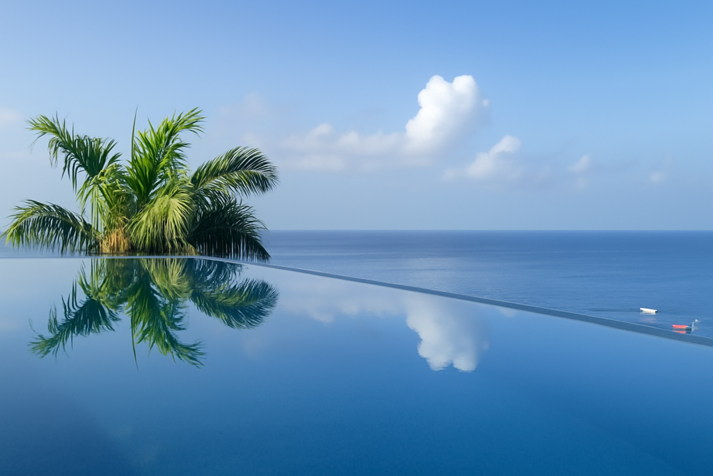 Location villa vacances en Martinique vue mer avec piscine à débordement aux Anses-d’Arlet